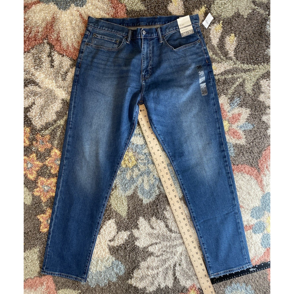 Gap Jeans Mens 36x32 NEW Slim Straight Blue Faded Stretch Denim Casual Pants - Picture 10 of 11